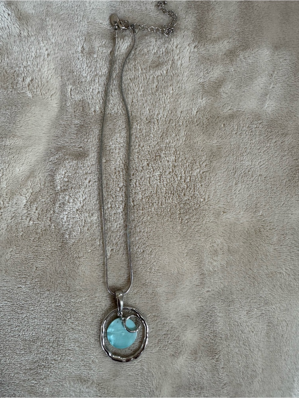 Lia Sophia Silver-Tone Necklace with Aqua Pendant